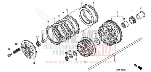 EMBRAYAGE (X/Y/1/2/3/4) CBR1100XX3 de 2003